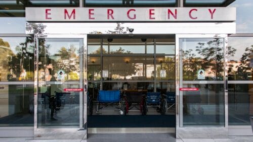 Entrance to an emergency room, where many people turn for their behavioral health needs.