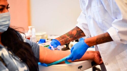 woman getting a blood draw for chagas disease screening