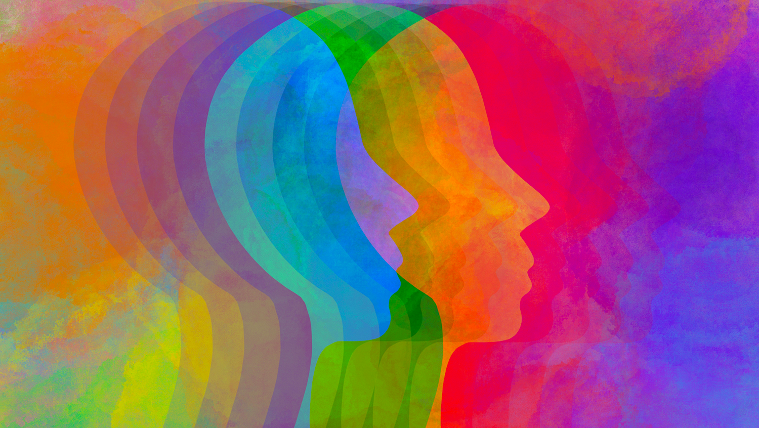 outline of a head in a rainbow pattern to represent the glossary for culture transformation