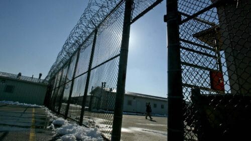 gates outside of a prison