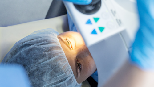 Patient getting laser eye surgery