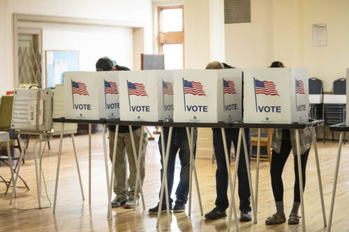 DETROIT, MICHIGAN - NOVEMBER 5: Detroit voters at the polls inside Central United Methodist Church on November 5, 2024 in downtown Detroit, Michigan. Americans cast their ballots today in the presidential race between Republican nominee former President Donald Trump and Democratic nominee Vice President Kamala Harris, as well as multiple state elections that will determine the balance of power in Congress. (Photo by Sarah Rice/Getty Images)