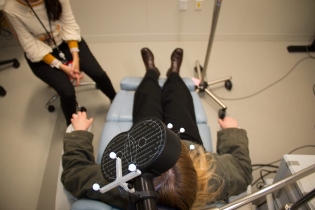 Patient undergoes TMS therapy