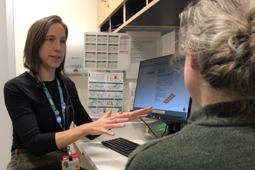 Dr. Alyssa Tilhou in her office at Boston Medical Center.