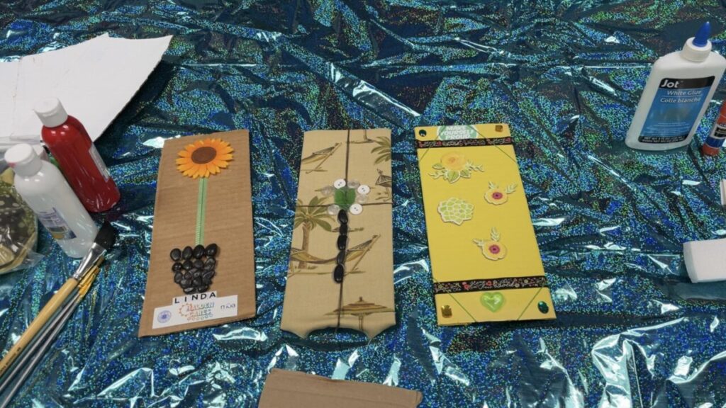 Pictured are arts and crafts created by guests of Malden Warming Center.